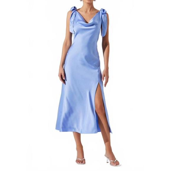 allexina satin midi dress Allexina Satin Cowl Neck Midi Dress in Yellow Watercolor Small